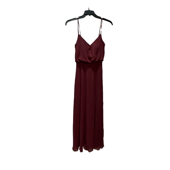 BIRDY GREY GWENNIE DRESS CHIFFON CABERNET MEDIUM NEW NWT BRIDESMAID No Slit - Picture 3 of 5